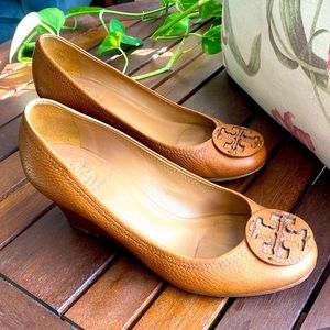 Tory Burch tan leather wedges!